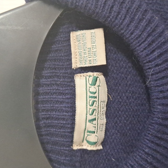 Vintage Classics Sears 100% Shetland wool Argyle sweater - M - navy blue/tan - Picture 2 of 6